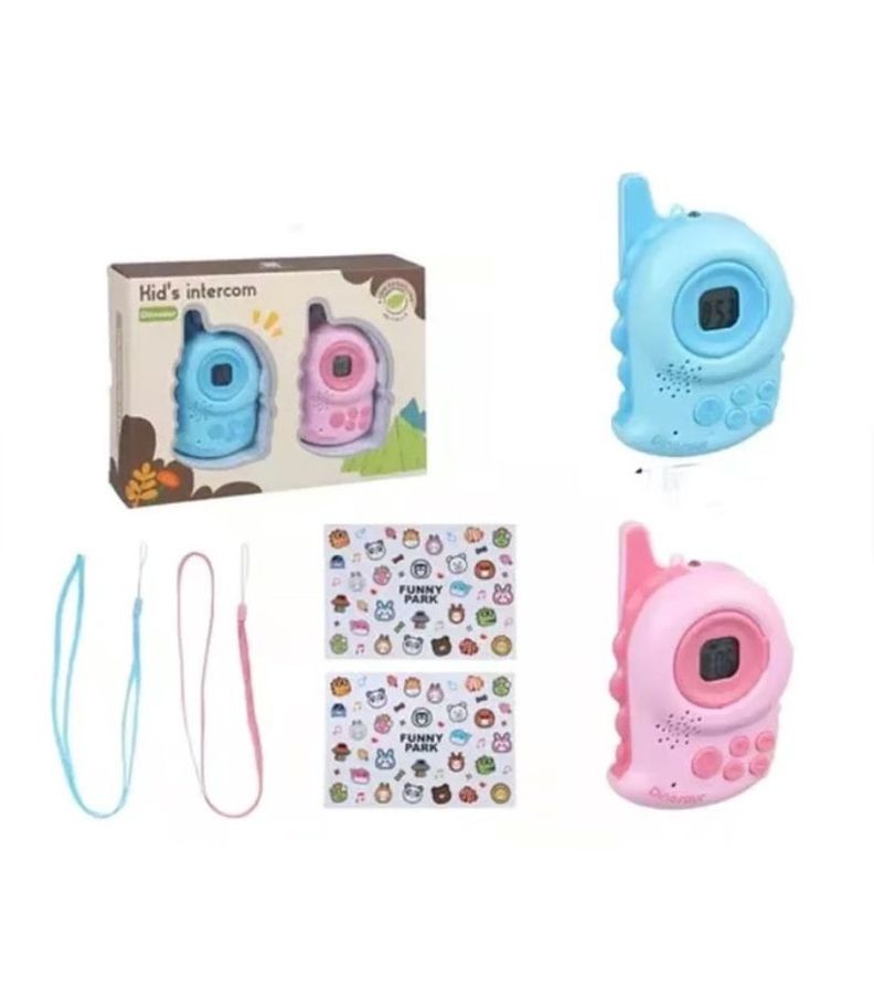 Walkie Talkie Niños Dinosaurio Kids Intercom Color Azul Y Rosado Par.-4