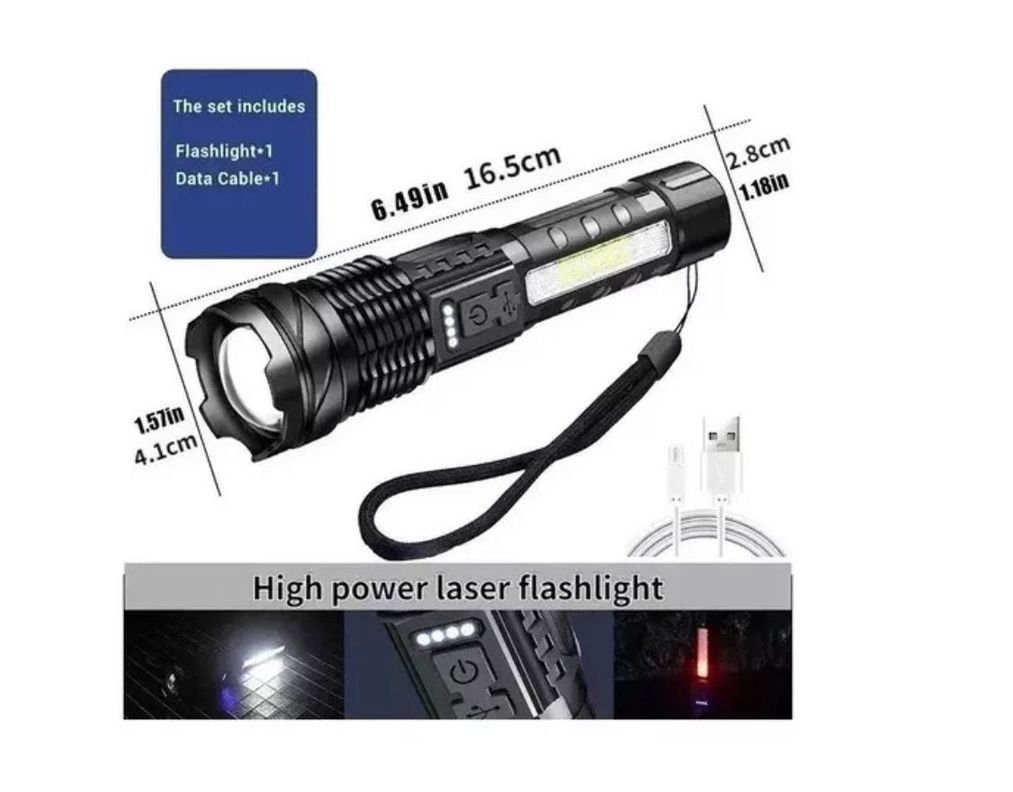 Packx2 Linterna Led Usb Titanium Tactical Laser Pro Camping-4