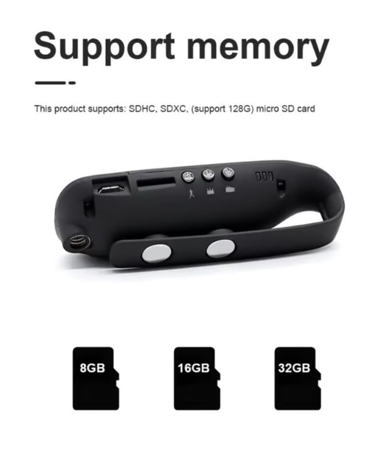 Cámara portátil con Clip Trasero HD 4K-1