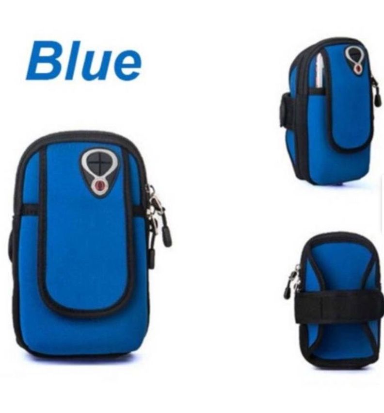 Bolsa AZUL Riñonera con Soporte para Brazalete -0