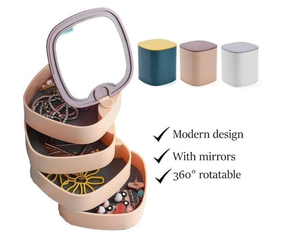 Organizador Para Joyas 360° Joyero De 4 Cajones + Espejo-2