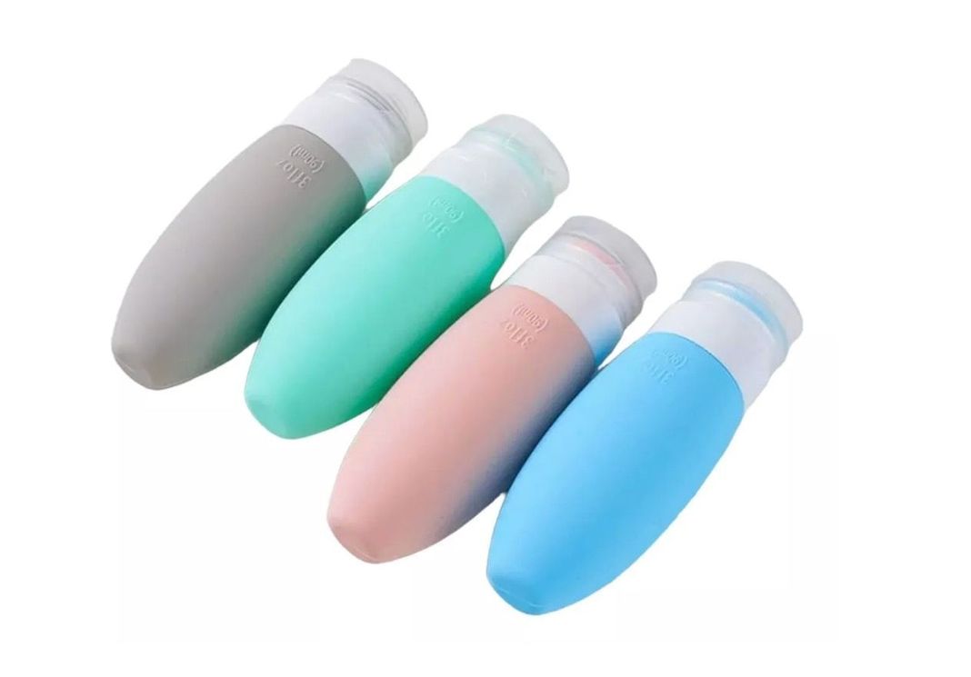 Kit De Viaje X4 Botellas De Silicona Dispensadores 90ml-0