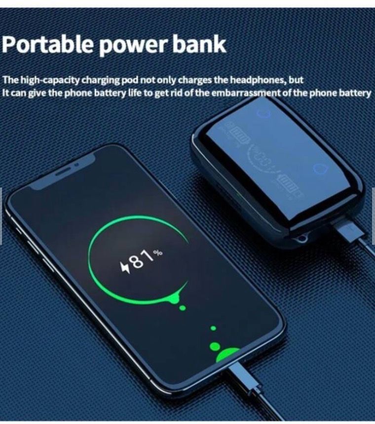 Audifonos Inalambricos Bluetooth M19 V53 Con Power Bank-2