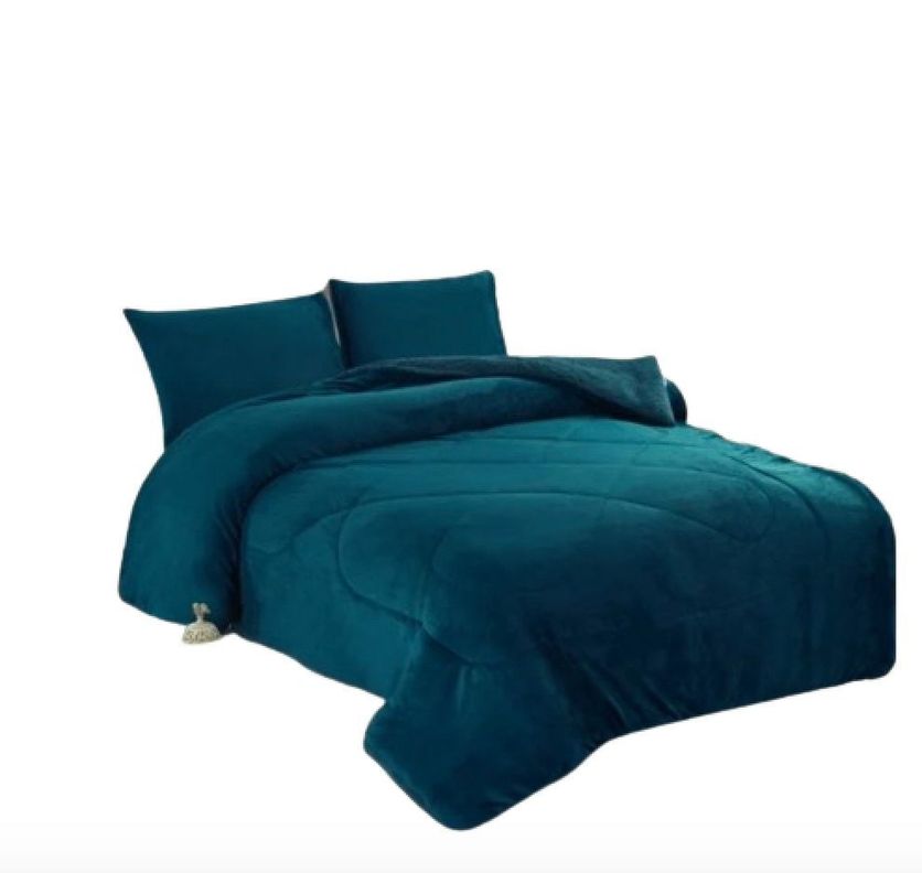 Cubrecama Sherpa Coral 2,00 x 2,30 AZUL TURQUESALISO 2P-1