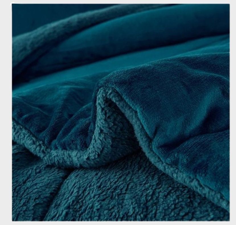 Cubrecama Sherpa Coral 2,00 x 2,30 AZUL TURQUESALISO 2P-3