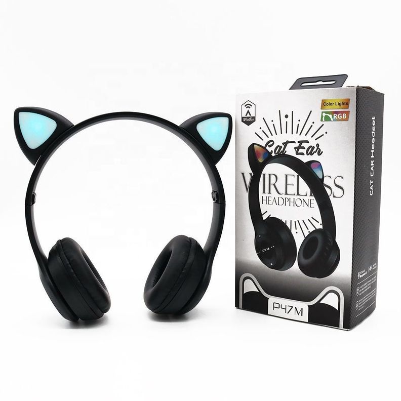 Audífonos Inalámbricos Bluetooth Oreja De Gato P47 Luz Rgb-1