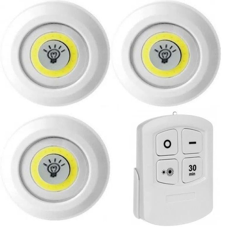 Pack 3 Luces Inalámbricas Led De Emergencia Control Remoto-0