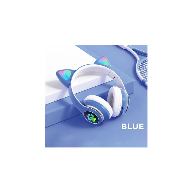 Audifonos Oreja de Gato Con Luz - Azul-3