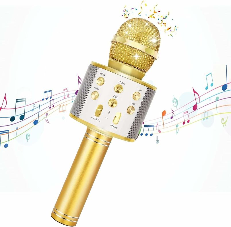 Microfono Karaoke Con Bluetooth Dorado-1