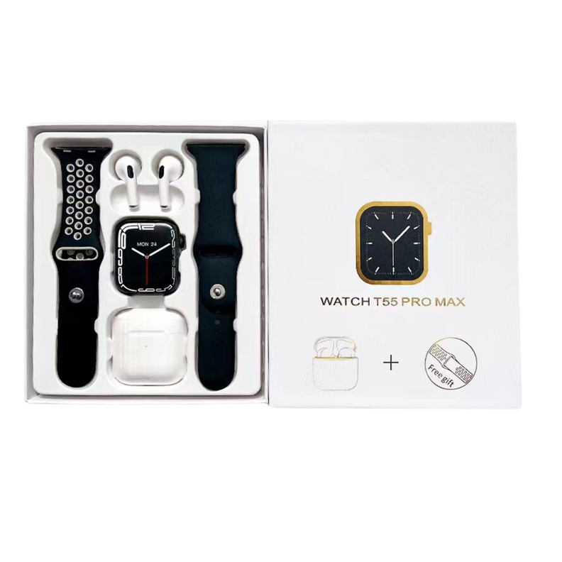 Reloj T55 Pro Max Smartwatch Reloj Inteligente + Audifonos - NEGRO-0