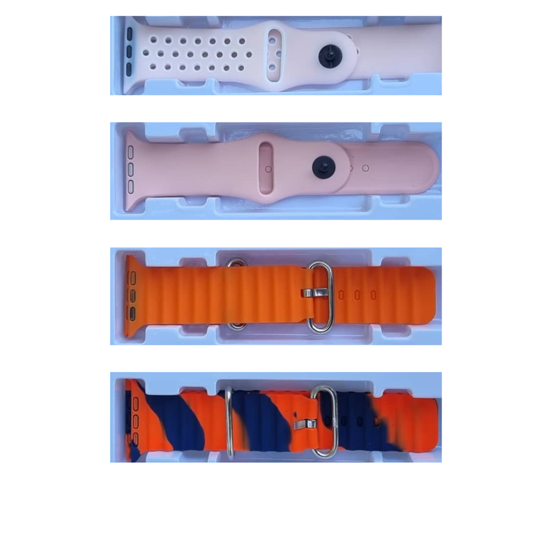 RELOJ INTELIGENTE SMARTWATCH ULTRA 9 CON 4 CORREAS 4 EN 1 NARANJO-3