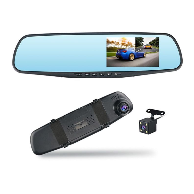 Espejo Retrovisor Con Camara Frontal + Camara Retroceso Hd-1