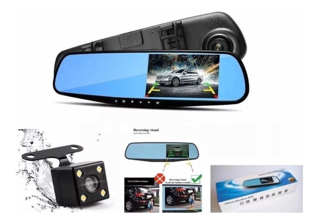 Espejo Retrovisor Con Camara Frontal + Camara Retroceso Hd-0