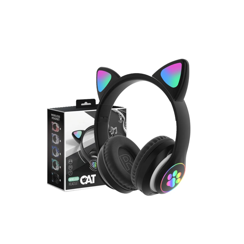Audifono Oreja de Gato Con Luz - Negro-0