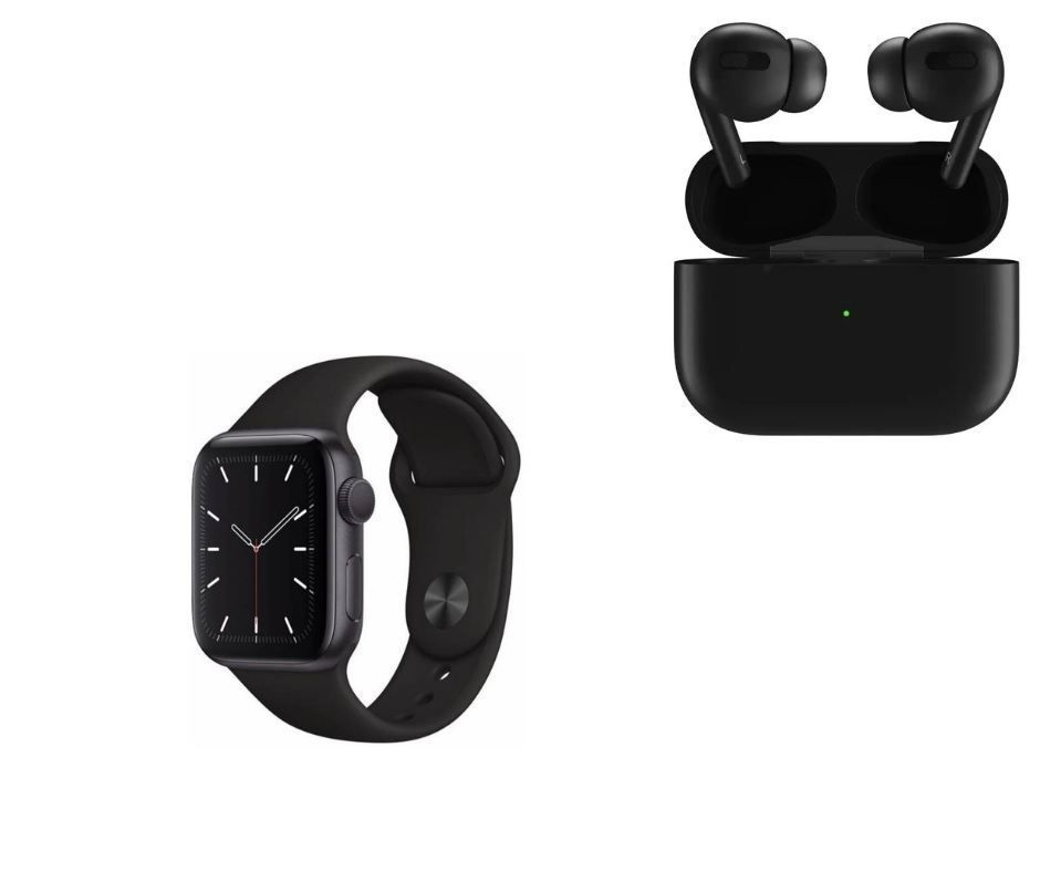 RELOJ INTELIGENTE NEGRO + AUDIFONOS INALAMBRICOS -0