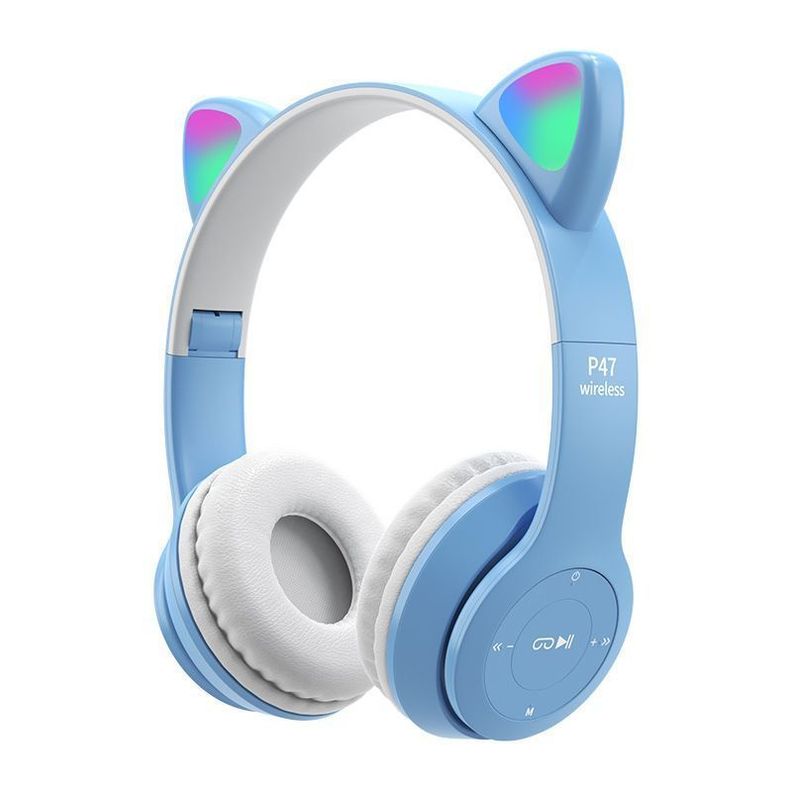 Audífonos Inalámbricos Bluetooth Oreja De Gato P47 Luz Rgb-0