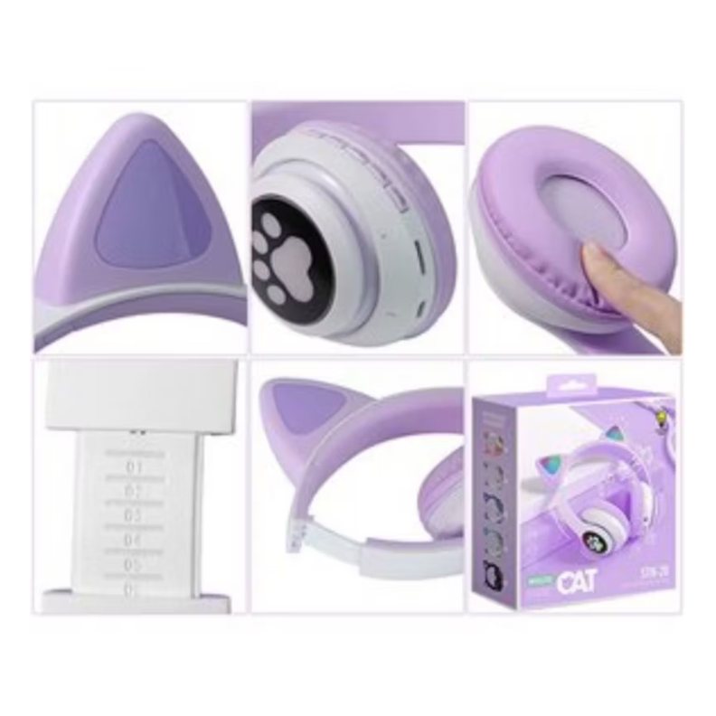 Audifonos Oreja de Gato Con Luz - Violeta-1