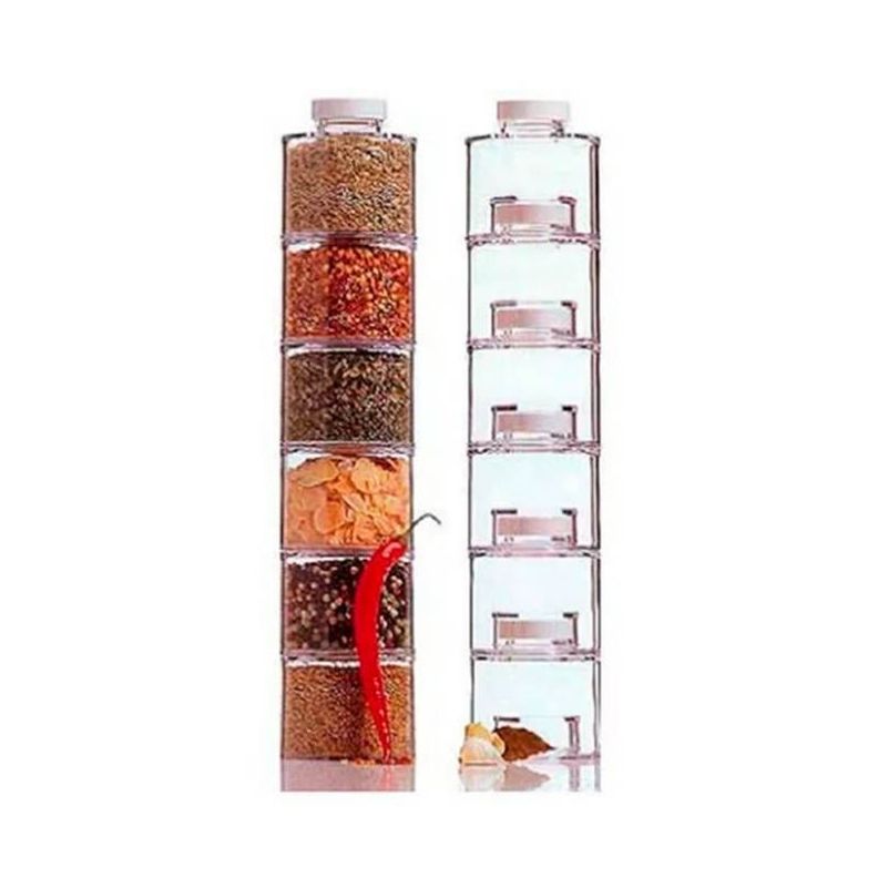 Especiero Modular Torre 6 Frascos Transparente
