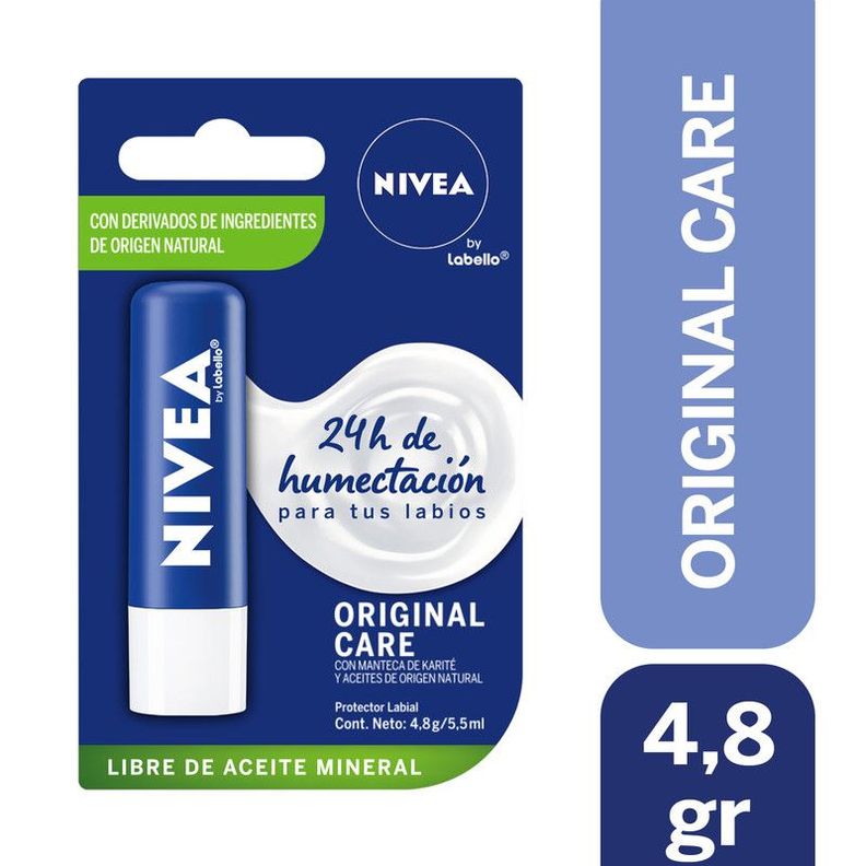 Balsamo Labial Nivea Original Care 4,8Gr Azul