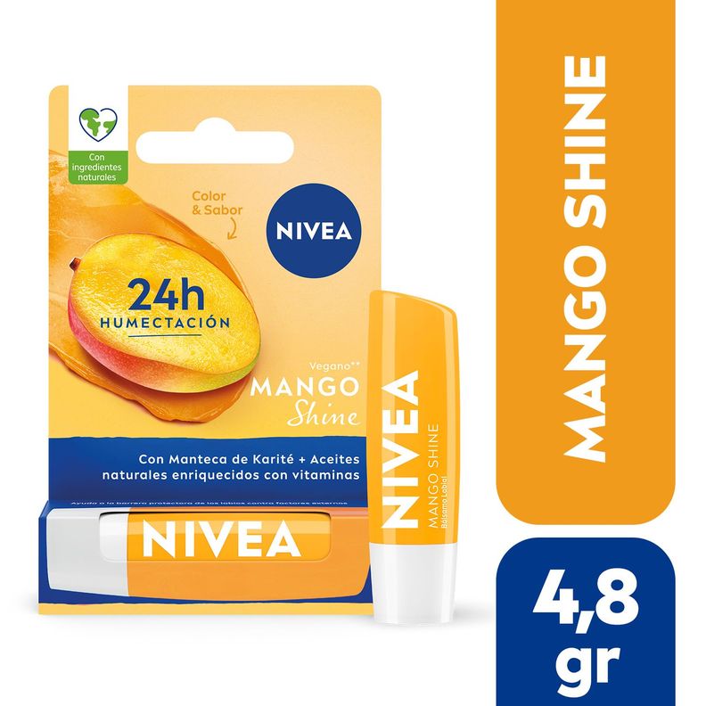 NIVEA Lip Care Balsamo Labial Mango Shine Hidratacion Intens Transparente