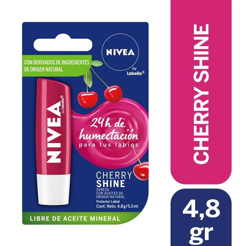 Balsamo Labial Nivea Cherry Shine 4,8Gr Transparente