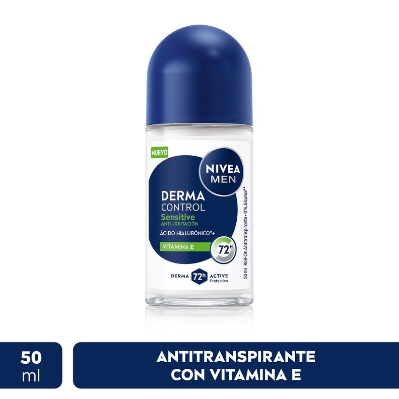 NIVEA MEN Desodorante Derma Control Sensitive Roll On 50ml Transparente