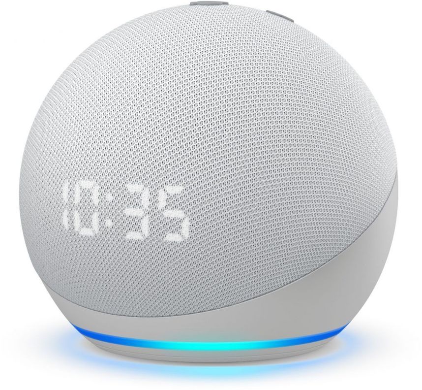 Amazon Echo Dot 4 Parlante Inteligent Con Reloj Alexa Blanco-0
