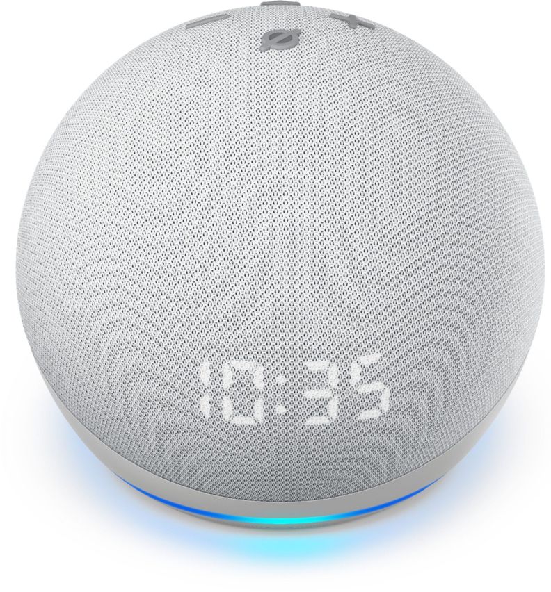 Amazon Echo Dot 4 Parlante Inteligent Con Reloj Alexa Blanco-1