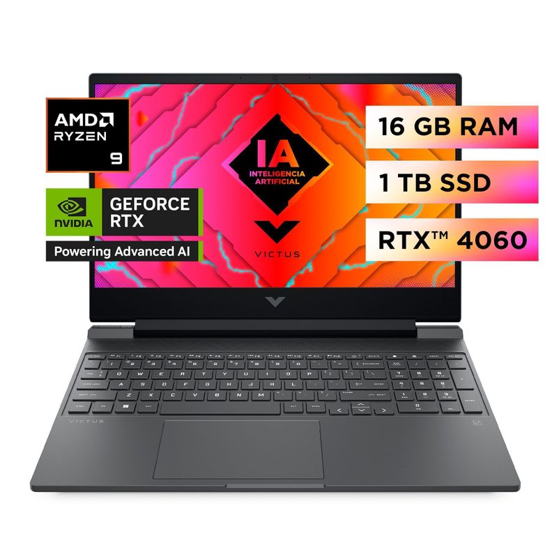 Notebook Gamer VICTUS HP 15-fb3004la AMD Ryzen 9 16GB RAM 1TB SSD RTX 4060 8GB 15.6" FHD W11H