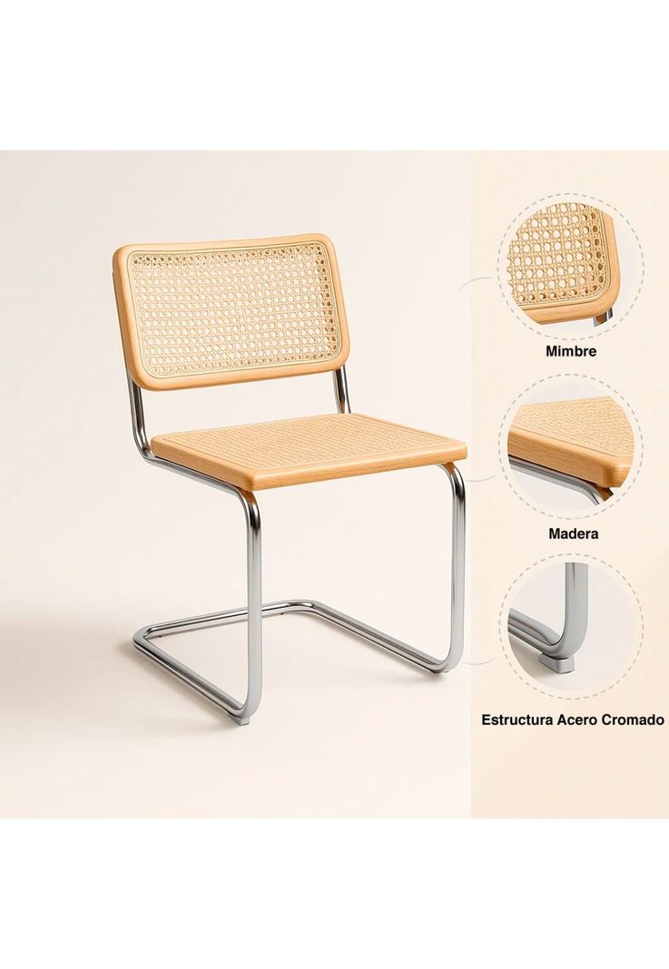 Silla Breuer Madera y Rattan - Madera-4
