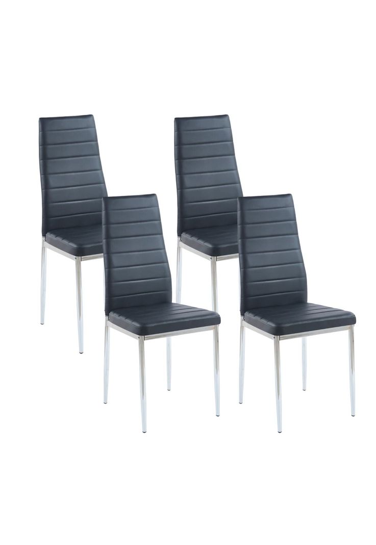 Pack de 4 Sillas Acolchadas Dining Liana con patas cromadas - Negras-0
