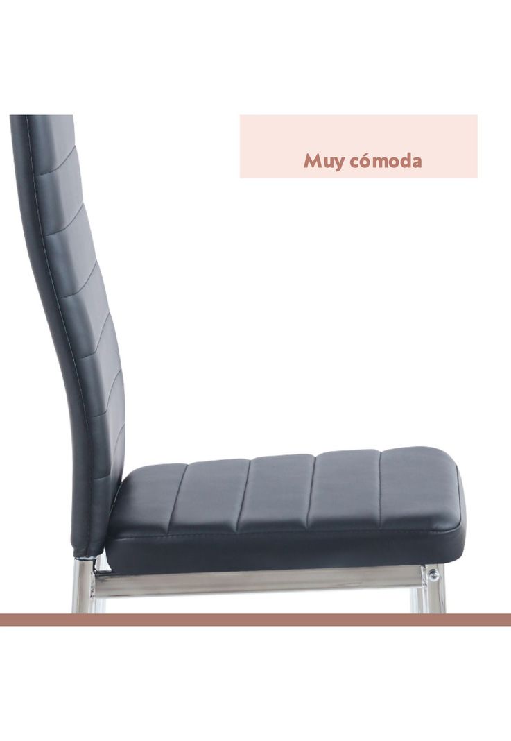 Pack de 4 Sillas Acolchadas Dining Liana con patas cromadas - Negras-5