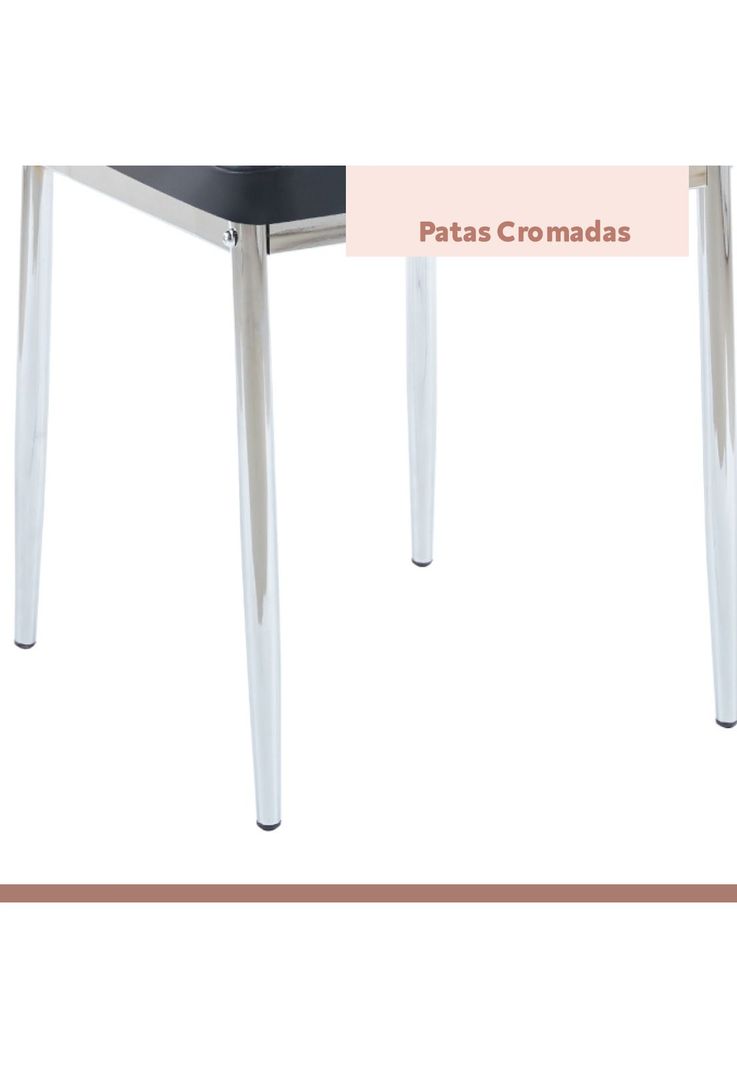 Pack de 4 Sillas Acolchadas Dining Liana con patas cromadas - Negras-6