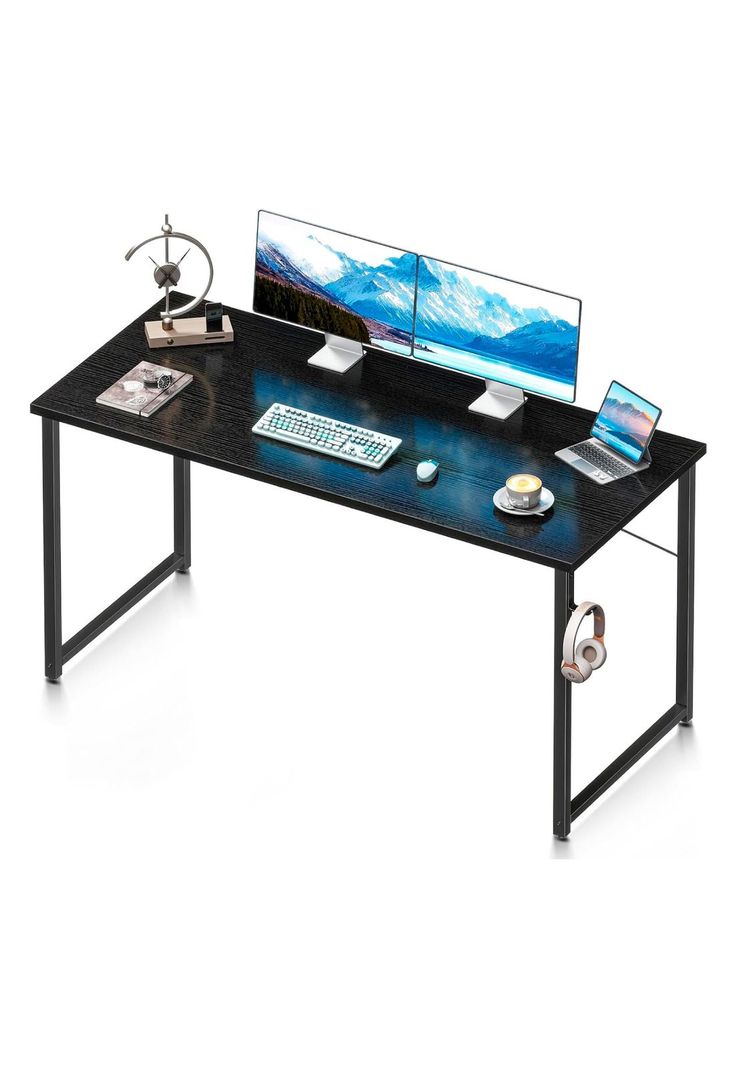 Escritorio Home Office Resistente Madera Negra 100cm-0