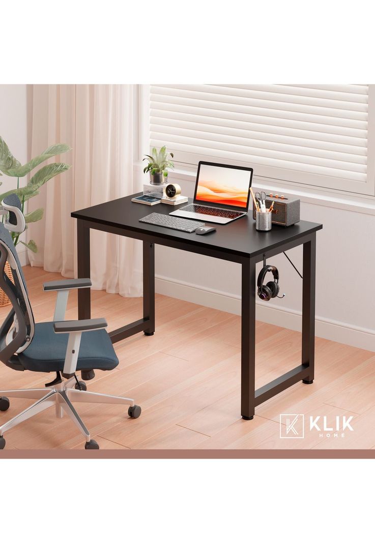 Escritorio Home Office Resistente Madera Negra 100cm-1