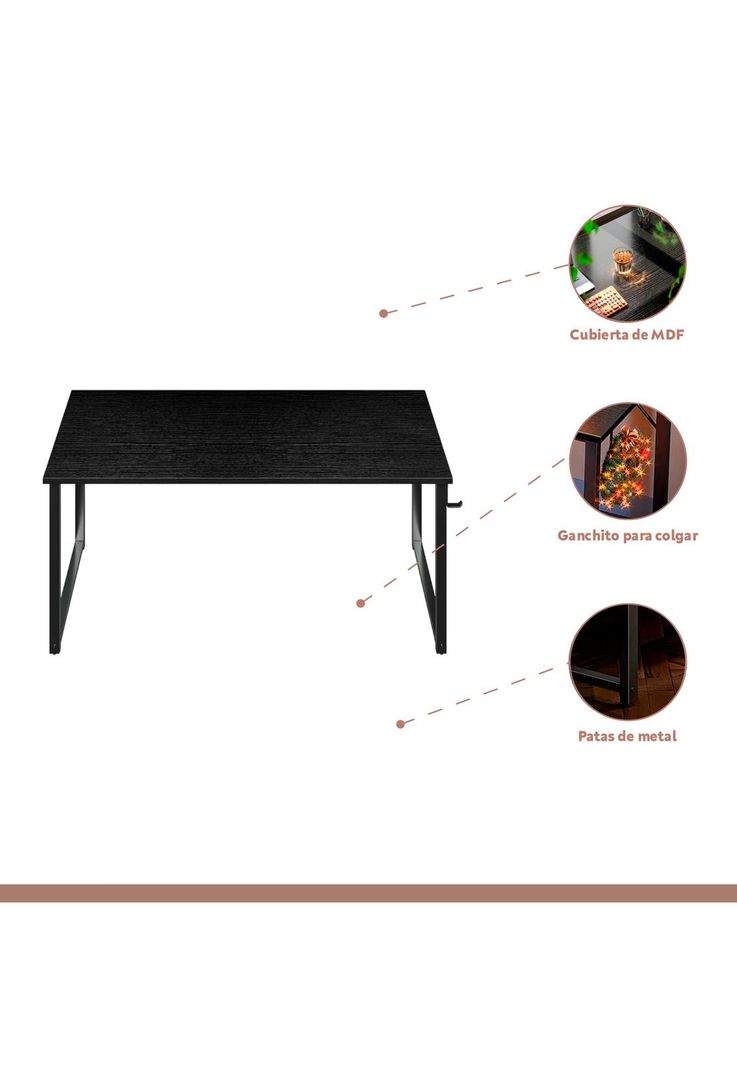 Escritorio Home Office Resistente Madera Negra 100cm-2