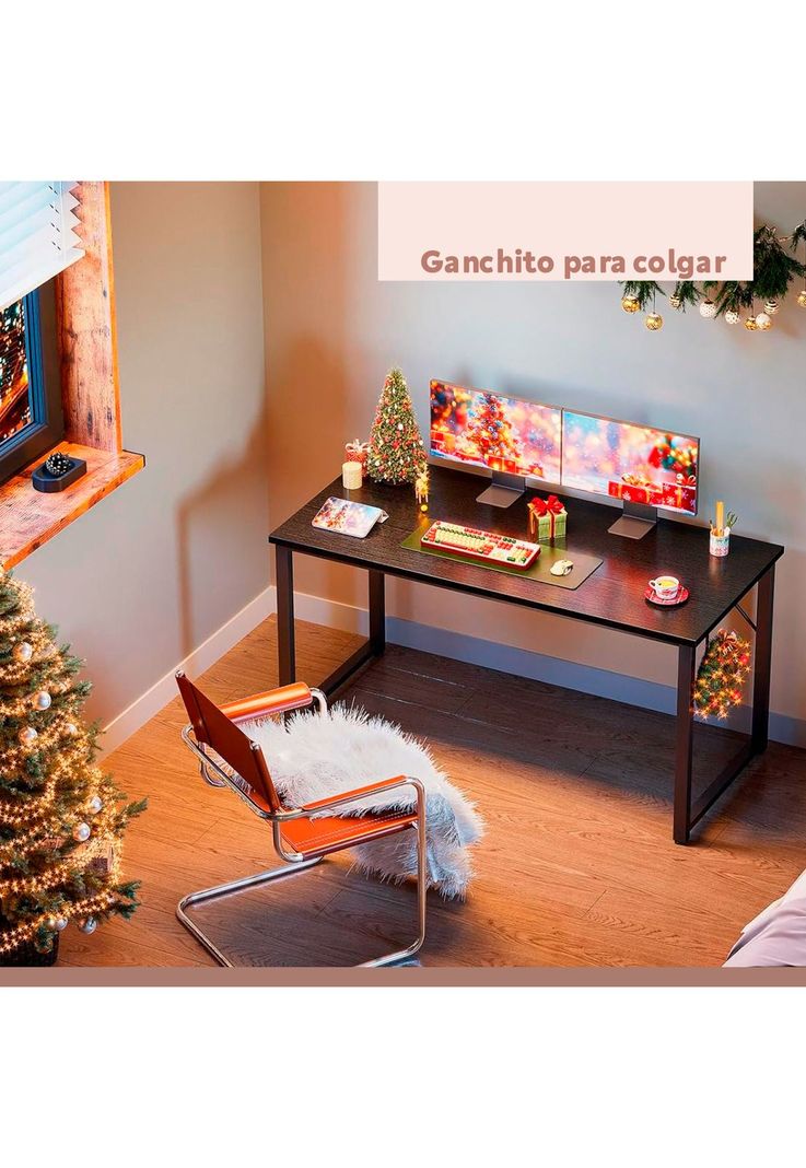 Escritorio Home Office Resistente Madera Negra 100cm-5