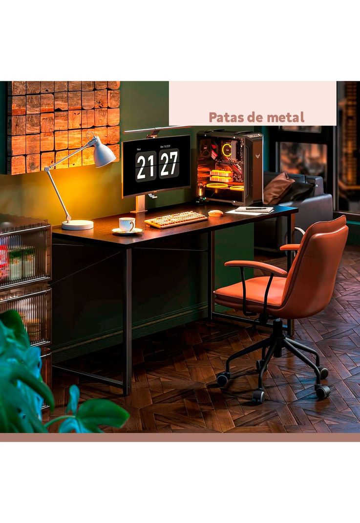 Escritorio Home Office Resistente Madera Negra 100cm-6