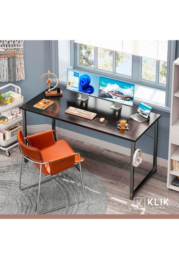 Escritorio Home Office Resistente Madera Negra 100cm-7