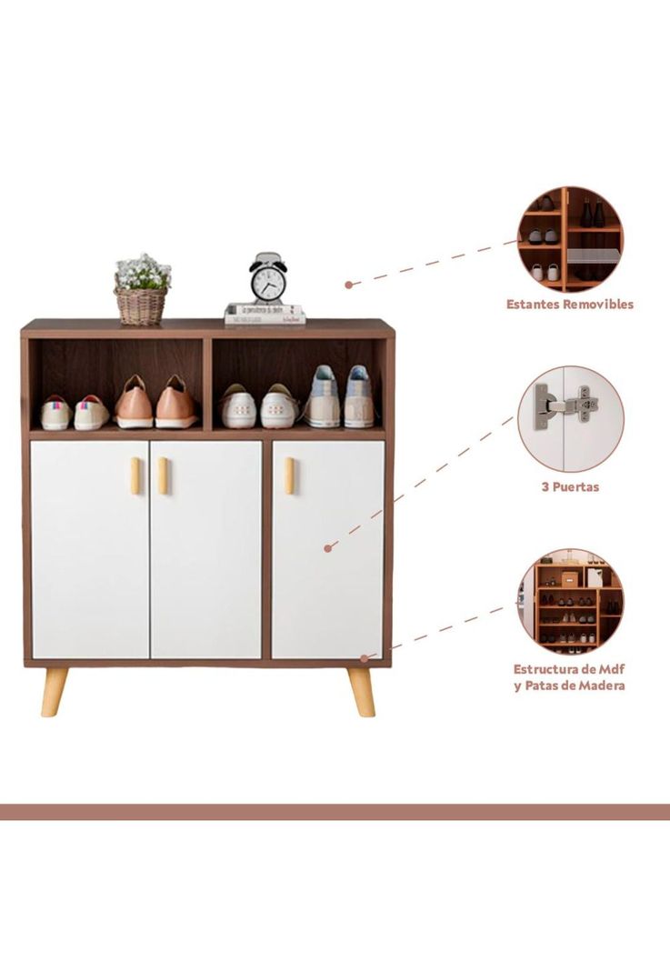 Cómoda Zapatero blanca madera MDF-2