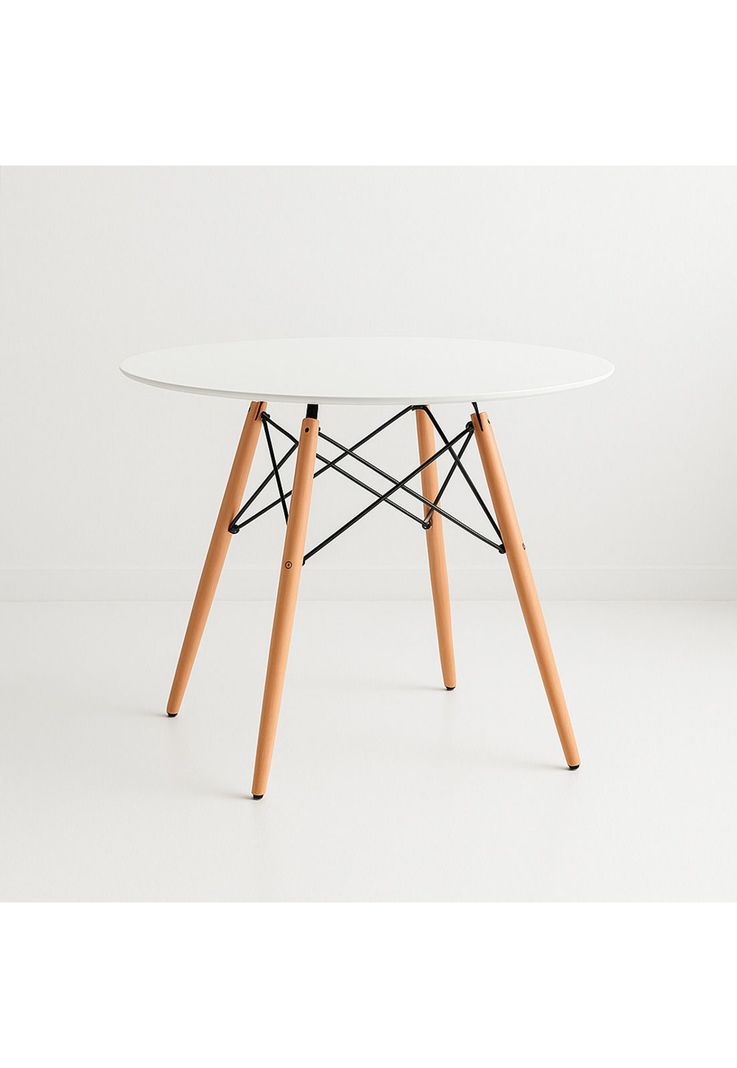 Mesa de Comedor Eames 80cm redonda - Blanca-0