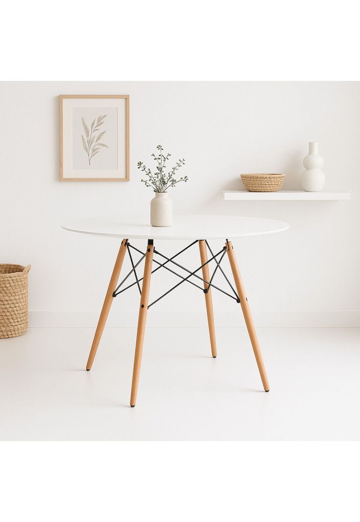 Mesa de Comedor Eames 80cm redonda - Blanca-1