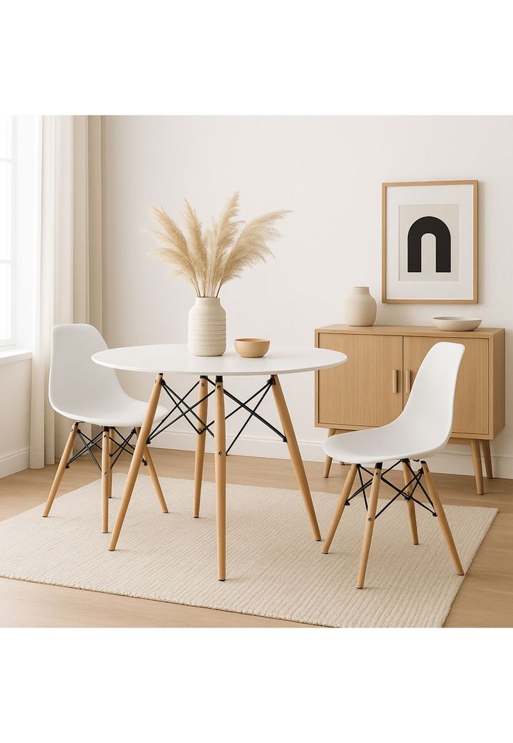 Mesa de Comedor Eames 80cm redonda - Blanca-2