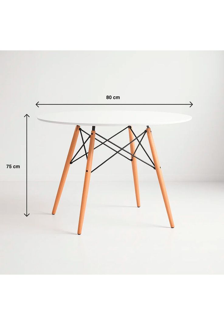 Mesa de Comedor Eames 80cm redonda - Blanca-3