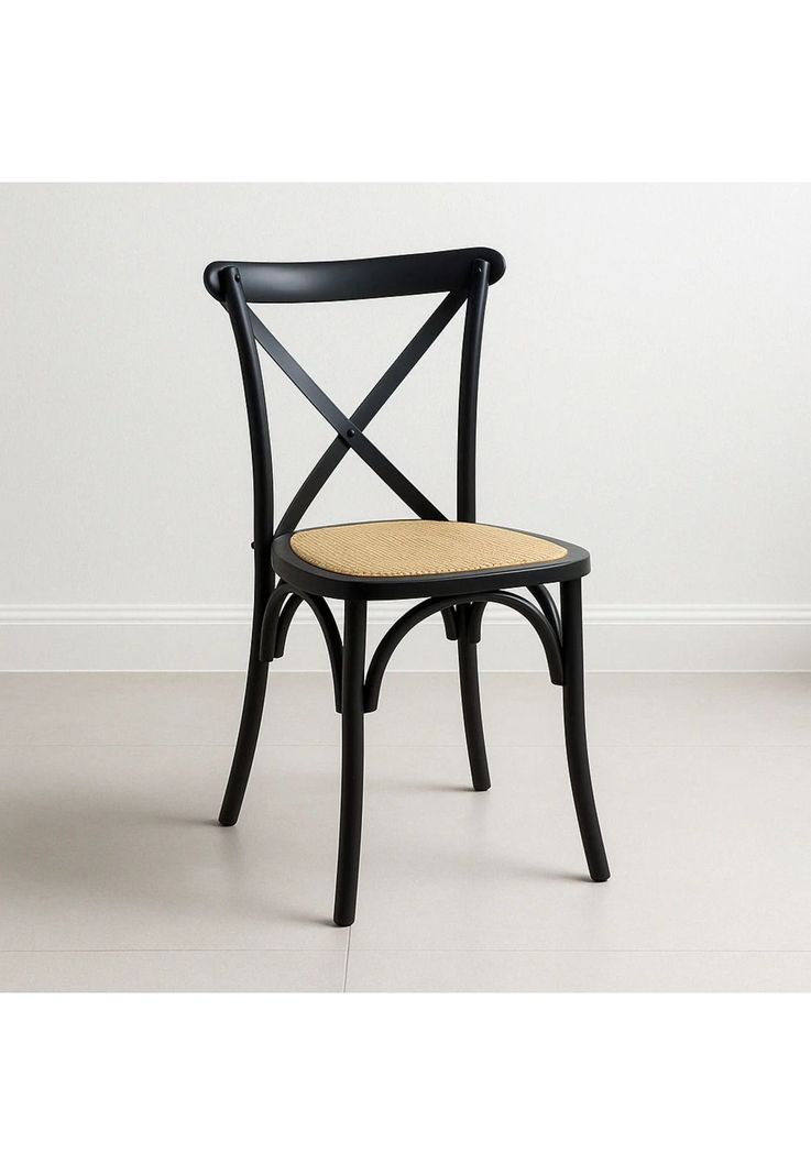 Silla Crossback Madera Rattan Negra-0
