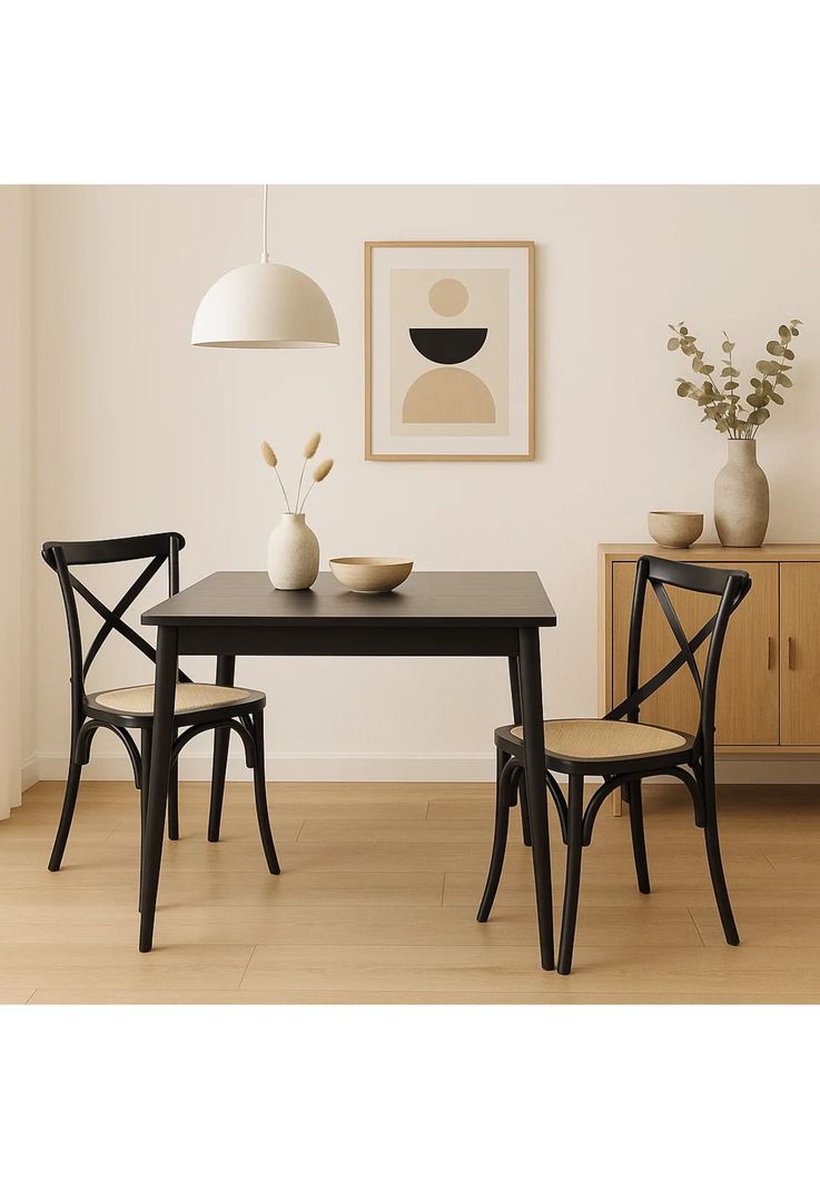 Silla Crossback Madera Rattan Negra-2
