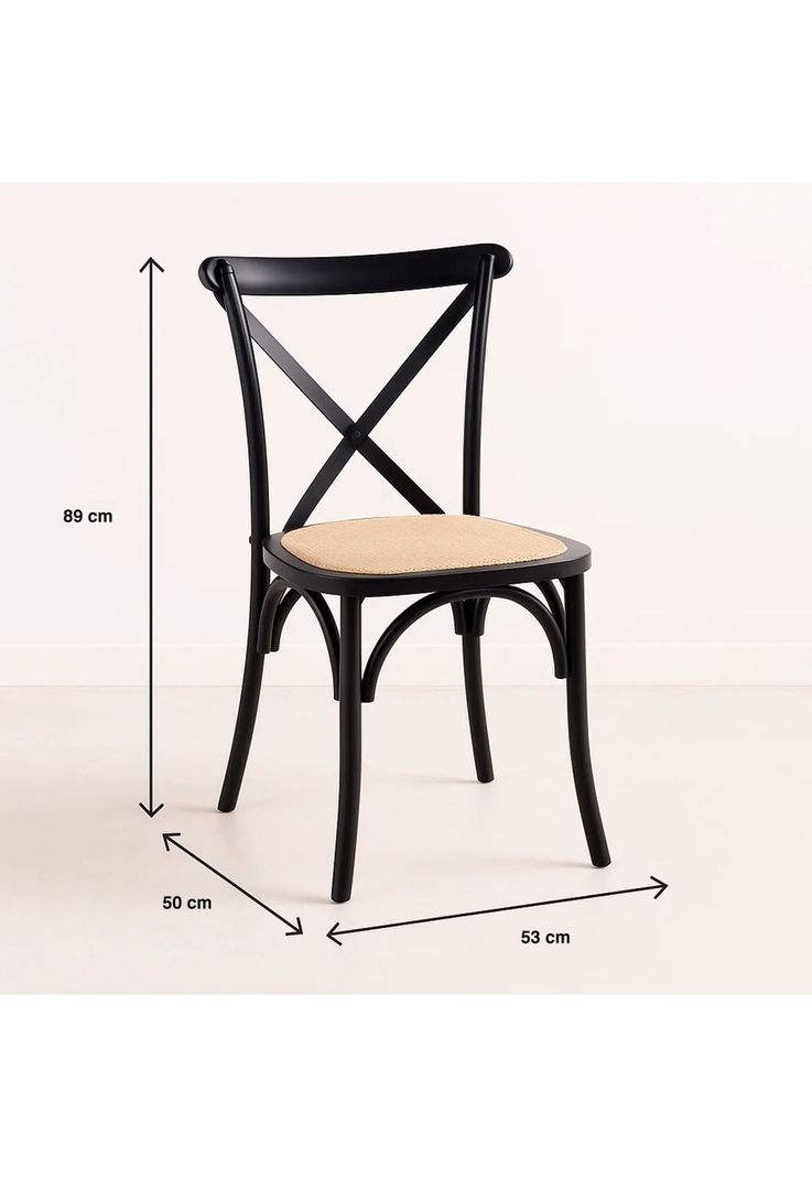 Silla Crossback Madera Rattan Negra-3
