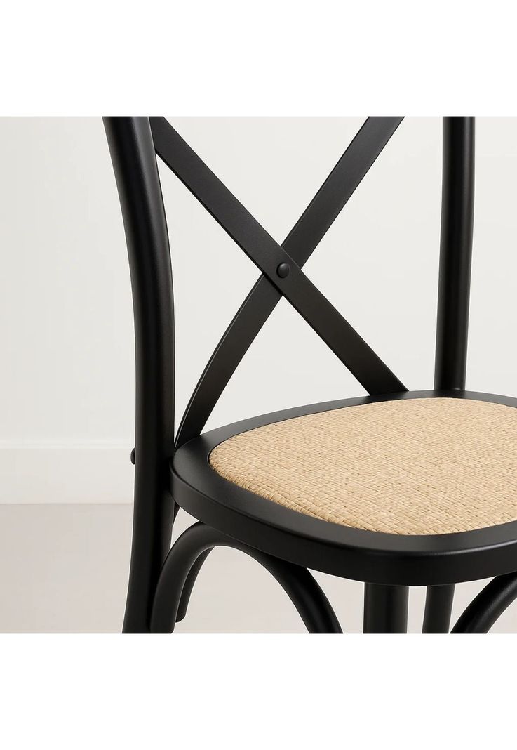 Silla Crossback Madera Rattan Negra-5