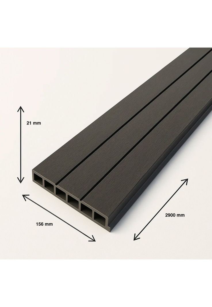 Pack de 5 Revestimientos Siding WPC exterior Color Gris Azul-3