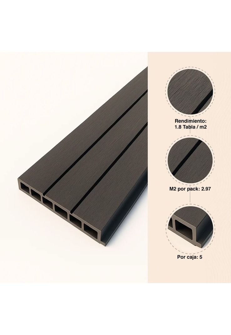 Pack de 5 Revestimientos Siding WPC exterior Color Gris Azul-4